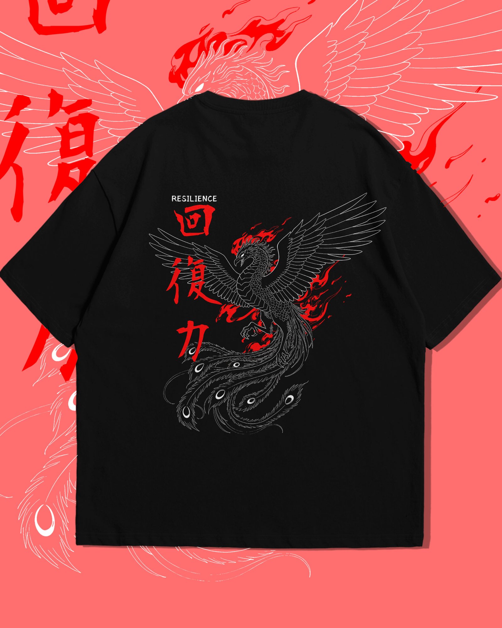 Japanese Spirit T-shirt with Phoenix Bird Graphic, Mythical Creature Tee, Asian-Inspired Shirt 6 Japanese Spirit T-shirt with Phoenix Bird Graphic, Mythical Creature Tee, Asian-Inspired Shirt - Image 6