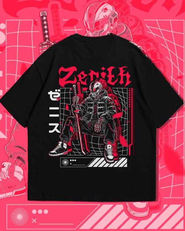 ZENITH Cyber Warrior" T-Shirt - Futuristic Sci-Fi & Anime Style Tee - Japanese Streetwear Graphic Shirt - Image 2