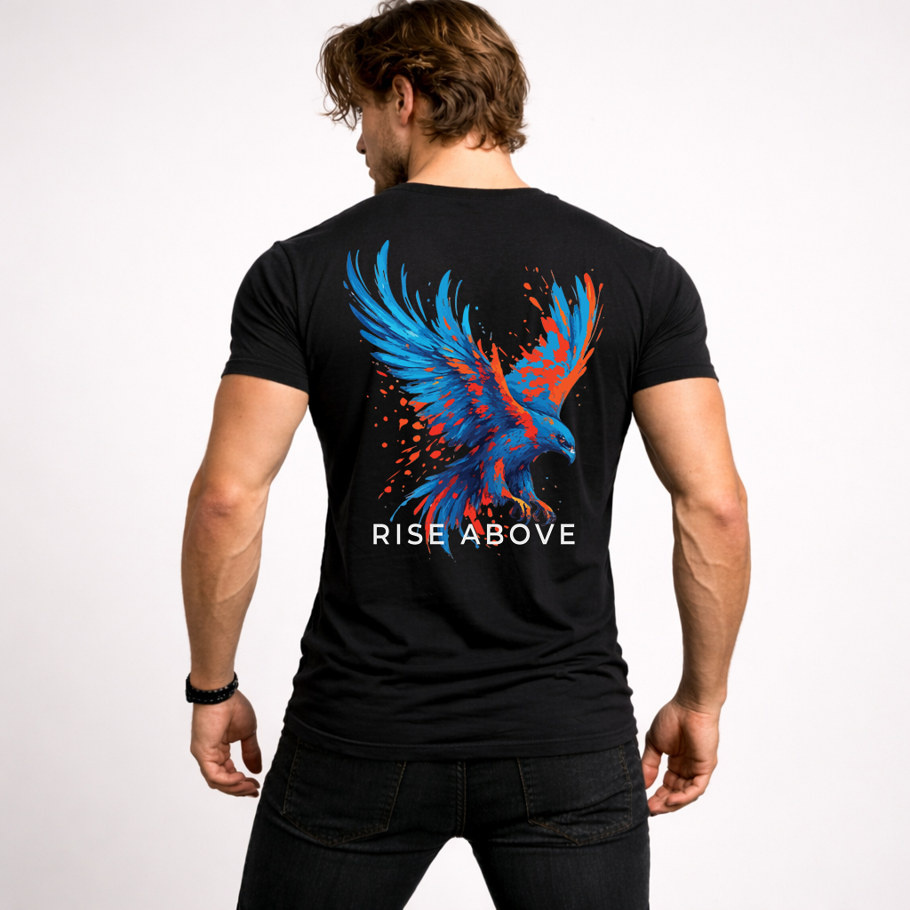 Rise Above Eagle T Shirt – Bold 5-Star Graphic Streetwear Back Print (2026) 3 Rise Above Eagle T Shirt – Bold 5-Star Graphic Streetwear Back Print (2026) - Image 3