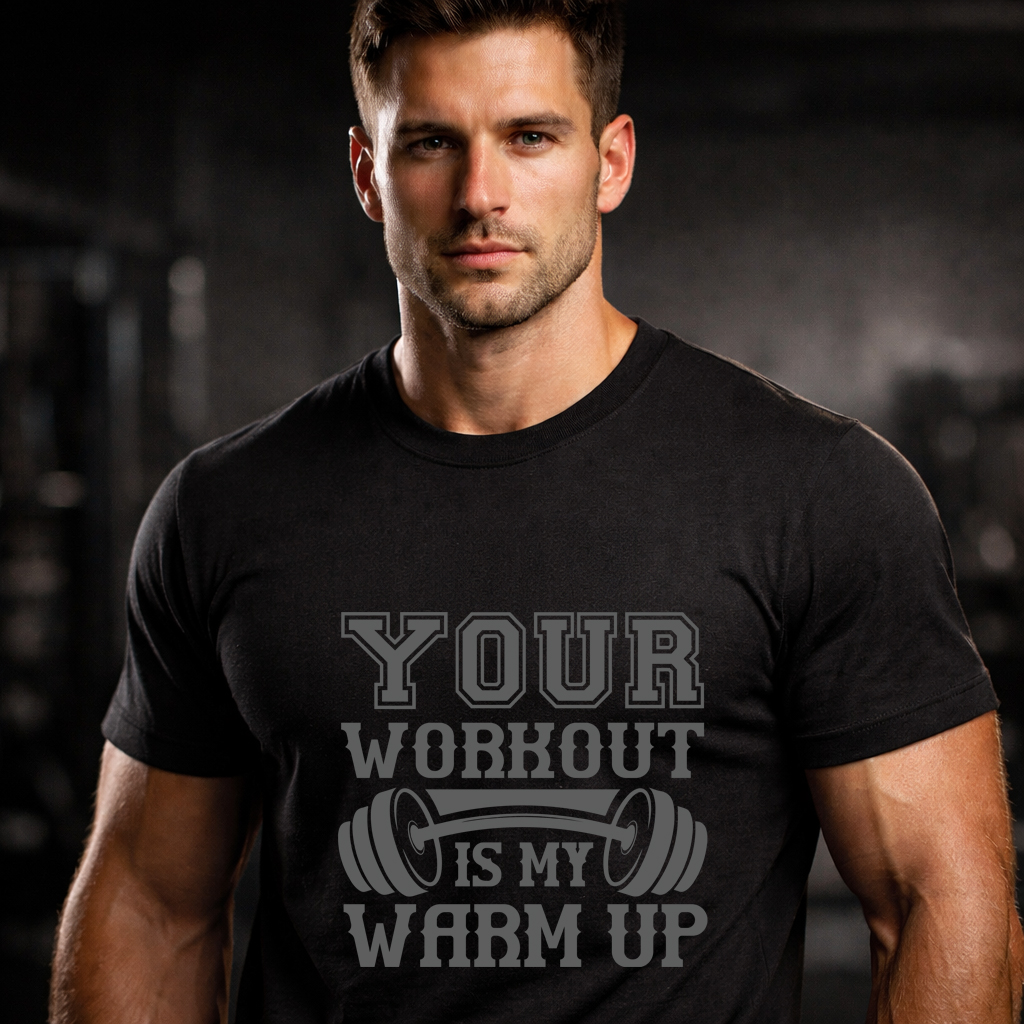 Your Workout Is My Warm Up Gym T-Shirt black motivational fitness tee