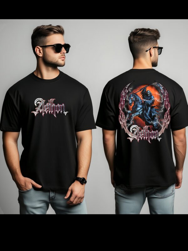 AETHON Reaper Rider Metal T-Shirt - Dark Fantasy & Gothic Apparel.