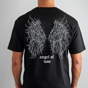 "Angel of Love" Gothic Wings T-Shirt - Dark Aesthetic & Emo Grunge Style.