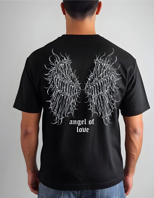 "Angel of Love" Gothic Wings T-Shirt - Dark Aesthetic & Emo Grunge Style.