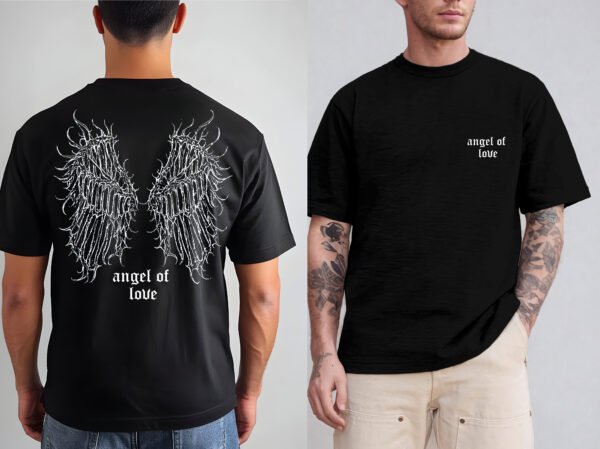 "Angel of Love" Gothic Wings T-Shirt - Dark Aesthetic & Emo Grunge Style. - Image 21