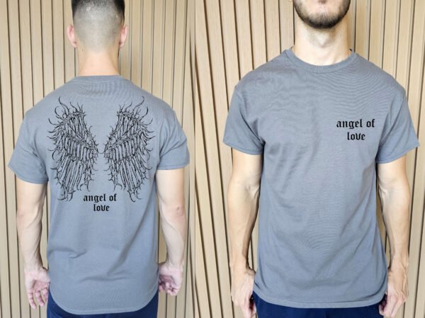 "Angel of Love" Gothic Wings T-Shirt - Dark Aesthetic & Emo Grunge Style. - Image 15