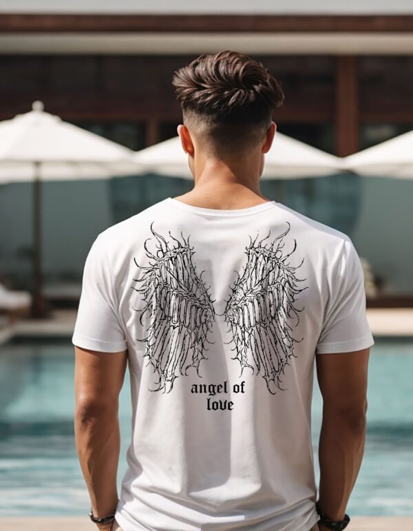 "Angel of Love" Gothic Wings T-Shirt - Dark Aesthetic & Emo Grunge Style. - Image 3