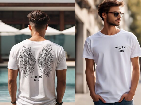"Angel of Love" Gothic Wings T-Shirt - Dark Aesthetic & Emo Grunge Style. - Image 4