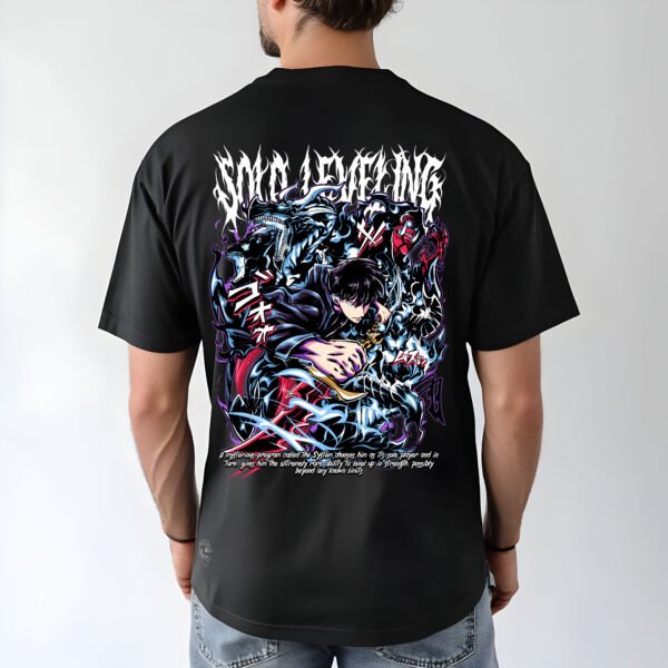 SOLO LEVELING UNLEASHED" Sung Jinwoo T-Shirt - Epic Anime & Manga Merch - Shadow Monarch Fan Tee - Unisex Sizes S-2XL - Image 3