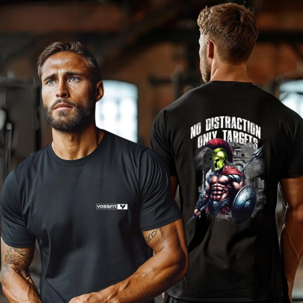 "NO DISTRACTION ONLY TARGETS" Spartan Gym T-Shirt - Conquer Your Workout. - Image 2