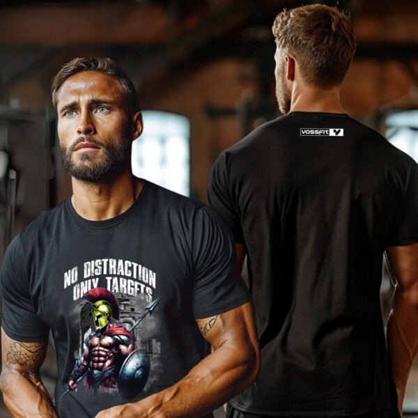 "NO DISTRACTION ONLY TARGETS" Spartan Gym T-Shirt - Conquer Your Workout.