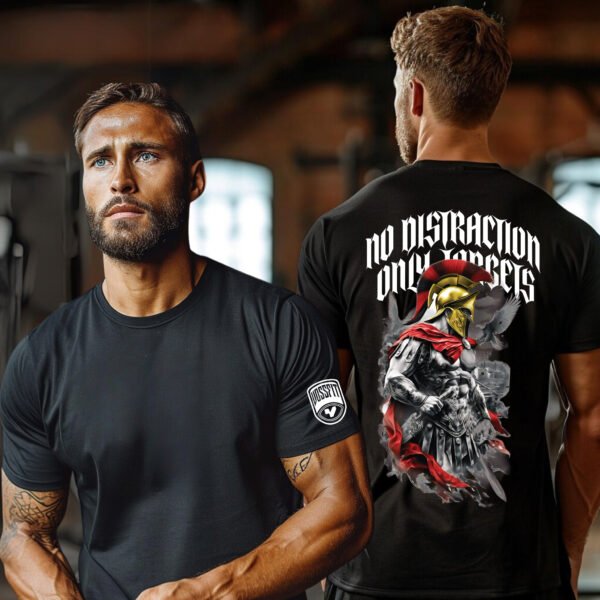 "NO DISTRACTION ONLY TARGETS" Elite Spartan Gym T-Shirt - Relentless Focus. - Image 4