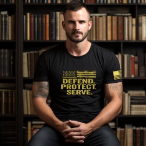 "DEFEND. PROTECT. SERVE." Tactical T-Shirt - A Legacy of Duty.