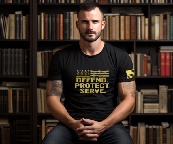 "DEFEND. PROTECT. SERVE." Tactical T-Shirt - A Legacy of Duty.