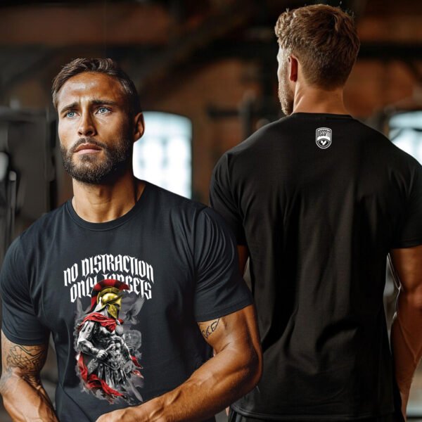 "NO DISTRACTION ONLY TARGETS" Elite Spartan Gym T-Shirt - Relentless Focus. - Image 3