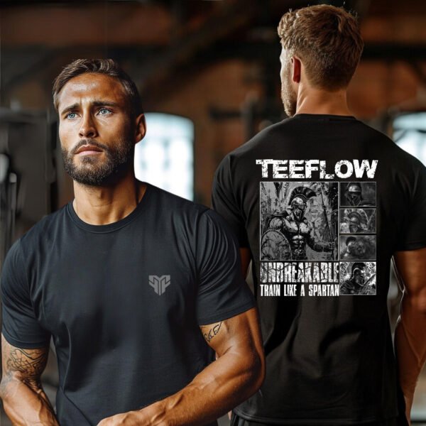 TeeFlow "UNBREAKABLE SPARTAN" Gym & Workout T-Shirt - Train Like a Spartan Fitness Apparel - Image 2