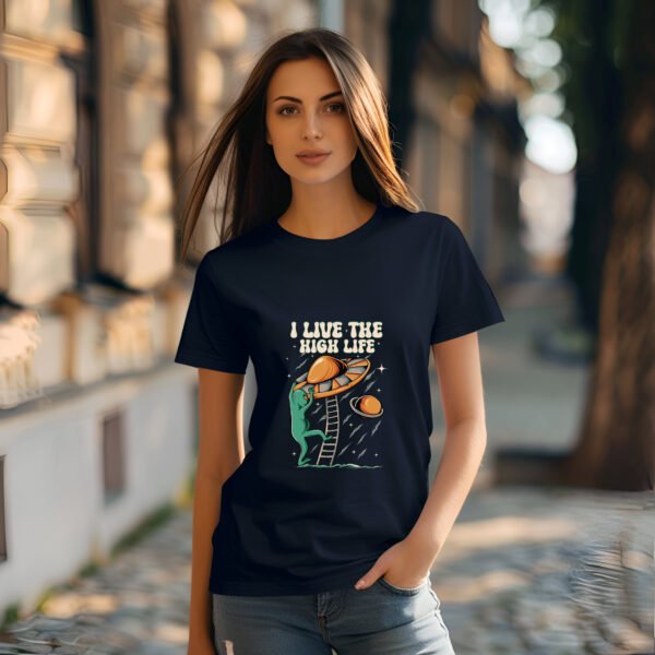 "LITTLE HIGH MAINTENANCE ALIEN" Funny Graphic T-Shirt - Quirky Sci-Fi & Cannabis Humor Tee. - Image 6