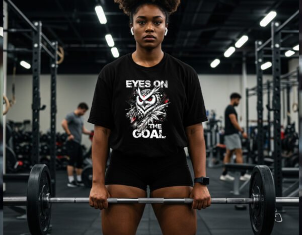 "Eyes On The Goal" Owl Gym T-Shirt - Stay Focused. Stay Fit. - Image 3