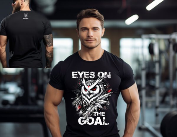 "Eyes On The Goal" Owl Gym T-Shirt - Stay Focused. Stay Fit. - Image 2