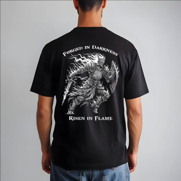 "FORGED IN DARKNESS RISEN IN FLAME" T-Shirt - The Phoenix Knight's Saga - Image 2