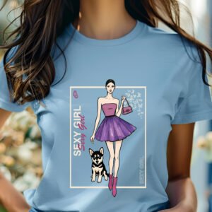 "SEXY GIRL" Fashion Illustration T-Shirt - Chic & Unique Graphic Tee for Women.