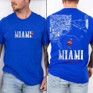 "MIAMI THE MAGIC CITY" T-Shirt | Miami Flamingo & Map Souvenir Tee | Florida Travel Shirt | Local Pride Apparel | Gift for Miami Lover.
