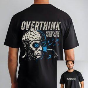"OVERTHINK" Human Code Robot Focus T-Shirt - Tech, Gaming & Analytical Mind Apparel.
