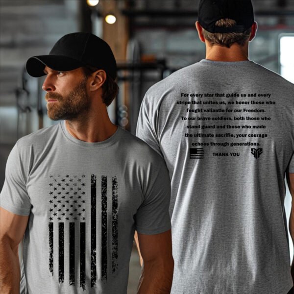 "THANK YOU: Camo Flag" Tactical T-Shirt - Honor, Courage, Freedom. - Image 2