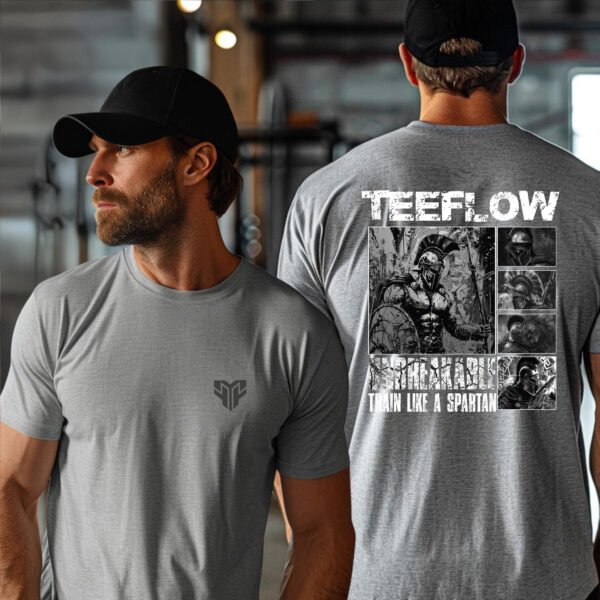 TeeFlow "UNBREAKABLE SPARTAN" Gym & Workout T-Shirt - Train Like a Spartan Fitness Apparel - Image 3