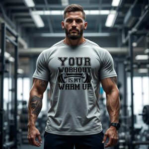Your Workout is my Warm Up" T-Shirt - VOSSFIT Gym & Workout Apparel - Alpha Athlete Motivation Tee - Unisex Sizes S-2XL