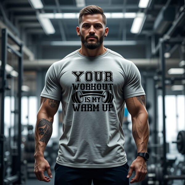 Your Workout is my Warm Up" T-Shirt - VOSSFIT Gym & Workout Apparel - Alpha Athlete Motivation Tee - Unisex Sizes S-2XL