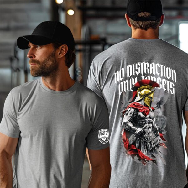 "NO DISTRACTION ONLY TARGETS" Elite Spartan Gym T-Shirt - Relentless Focus. - Image 2
