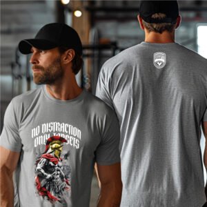 "NO DISTRACTION ONLY TARGETS" Elite Spartan Gym T-Shirt - Relentless Focus.