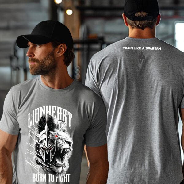 "LIONHEART SPARTAN" Gym & Workout T-Shirt - Born to Fight, Train Like a Spartan Tee. - Image 5