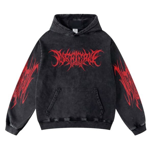 HURRICANE INSIDE" Hoodie  Heavy Metal Streetwear  Abstract Red Graphic Goth Alternative Fashion  Unisex