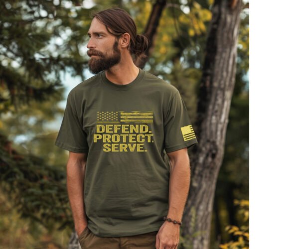 "DEFEND. PROTECT. SERVE." Tactical T-Shirt - A Legacy of Duty. - Image 2