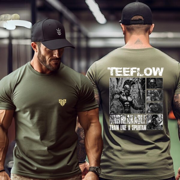 TeeFlow "UNBREAKABLE SPARTAN" Gym & Workout T-Shirt - Train Like a Spartan Fitness Apparel - Image 4