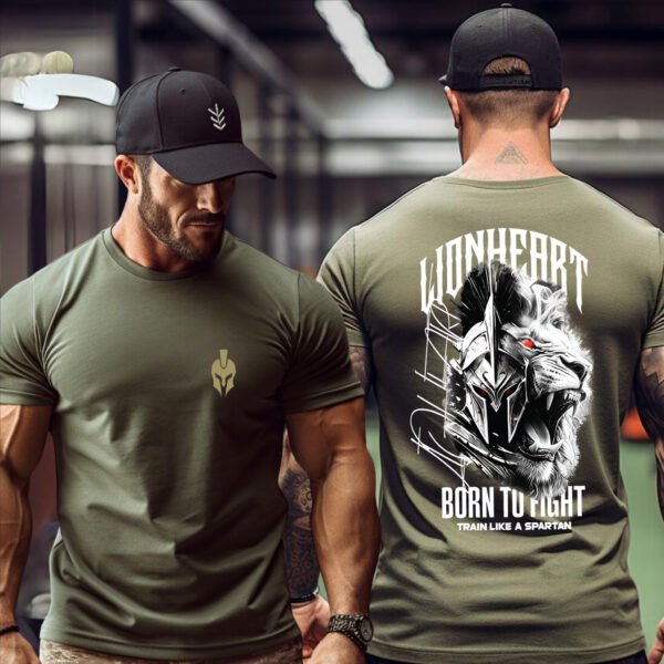 "LIONHEART SPARTAN" Gym & Workout T-Shirt - Born to Fight, Train Like a Spartan Tee. - Image 6