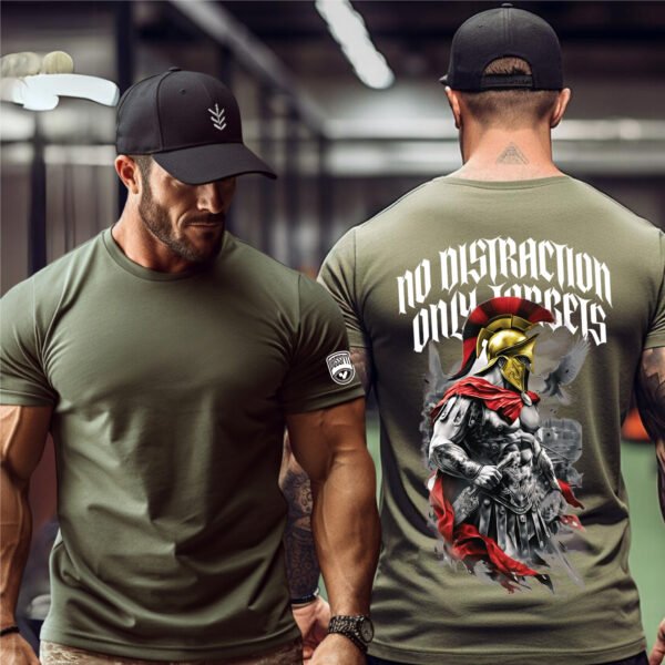 "NO DISTRACTION ONLY TARGETS" Elite Spartan Gym T-Shirt - Relentless Focus. - Image 5
