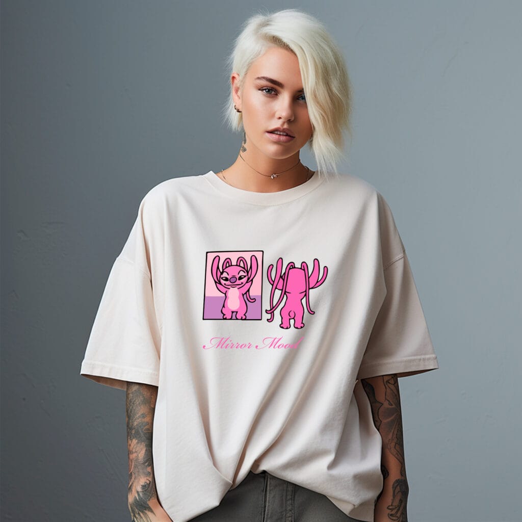Mirror Mood Pink Aesthetic T-Shirt front view