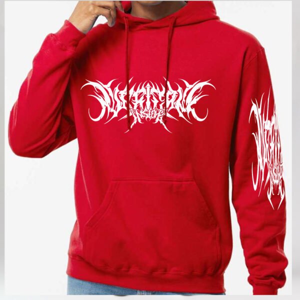 HURRICANE INSIDE" Hoodie  Heavy Metal Streetwear  Abstract Red Graphic Goth Alternative Fashion  Unisex - Image 2