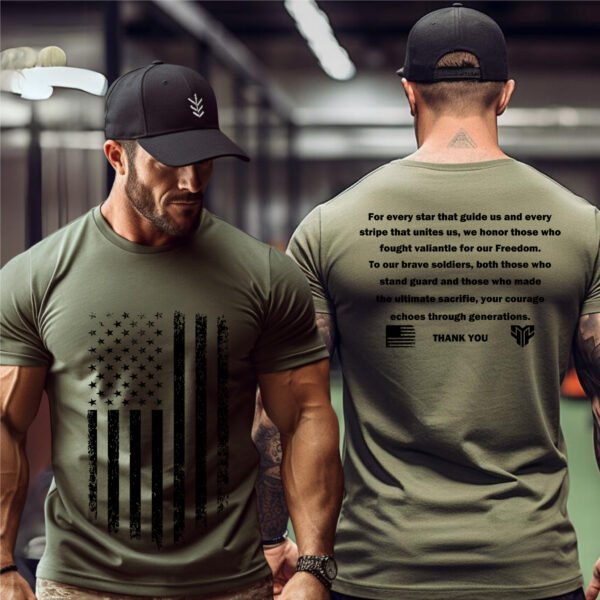 "THANK YOU: Camo Flag" Tactical T-Shirt - Honor, Courage, Freedom. - Image 3