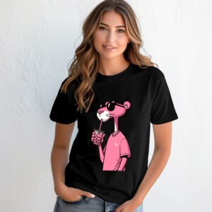 "PINK PANTHER BOBA" Chic & Retro Cartoon T-Shirt - Stylish Graphic Tee for Women.
