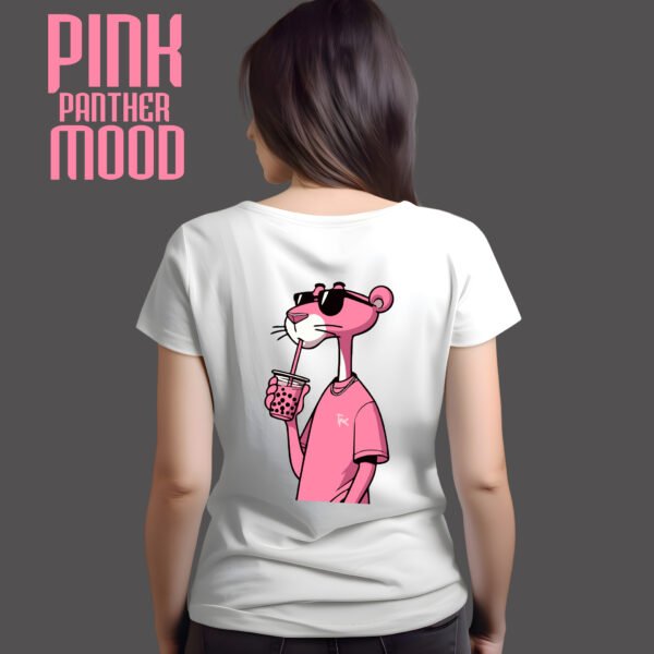"PINK PANTHER BOBA" Chic & Retro Cartoon T-Shirt - Stylish Graphic Tee for Women. - Image 2