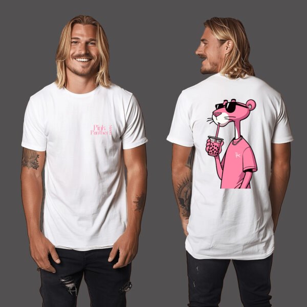 "PINK PANTHER BOBA" Chic & Retro Cartoon T-Shirt - Stylish Graphic Tee for Women. - Image 4