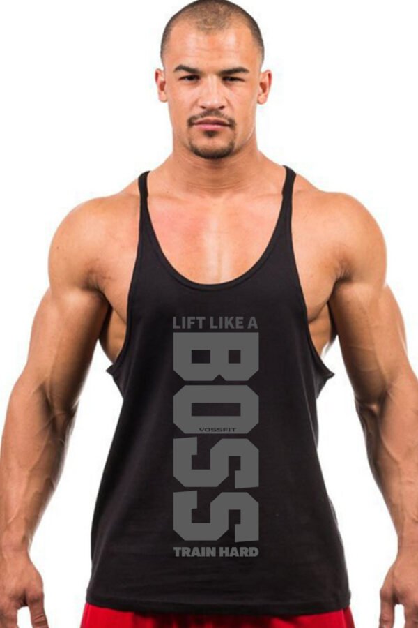 "LIFT LIKE A BOSS TRAIN HARD" Stringer Tank Top - Dominate Your Workout! - Image 5