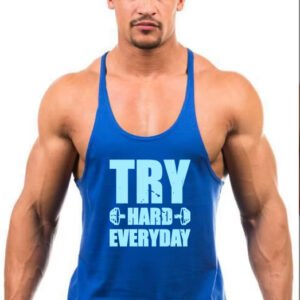 "TRY HARD EVERYDAY" Gym Stringer Tank Top - Consistent Effort, Real Gains! for Men | Motivational Workout Shirt | Muscle Fit Fitness Apparel