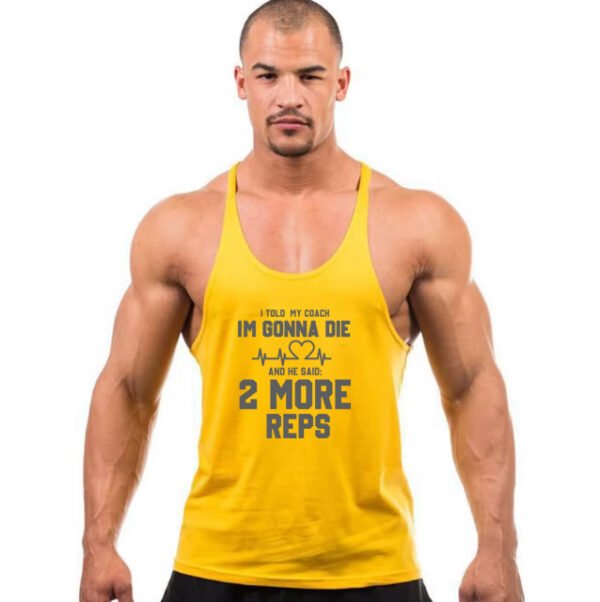 "I'm Gonna Die... 2 More Reps" Funny Gym Stringer Tank Top - Coach Approved! - Image 3