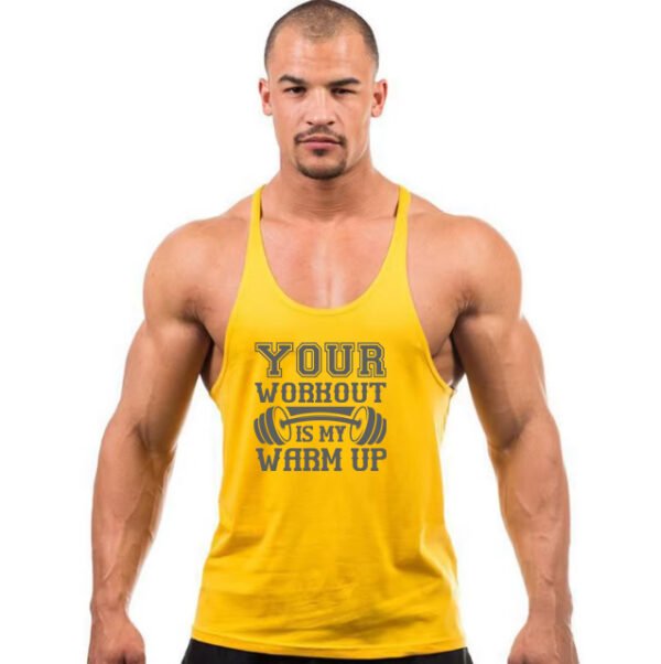 YOUR WORKOUT IS MY WARM UP" Gym Stringer Tank Top - Dominate Every Session! - Image 4