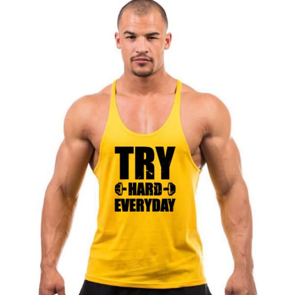 "TRY HARD EVERYDAY" Gym Stringer Tank Top - Consistent Effort, Real Gains! for Men | Motivational Workout Shirt | Muscle Fit Fitness Apparel - Image 12