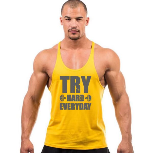 "TRY HARD EVERYDAY" Gym Stringer Tank Top - Consistent Effort, Real Gains! for Men | Motivational Workout Shirt | Muscle Fit Fitness Apparel - Image 2